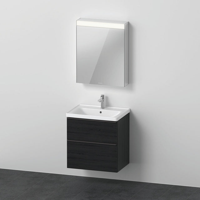 Duravit D-Neo Möbel-Set wandhängend 650x480mm mit Waschtisch, Unterbau, Spiegelschrank Eiche Schwarz