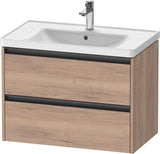 Duravit Ketho.2 Waschtischunterbau 784 mm betongrau matt mit 2 Schubkästen und Soft-Close