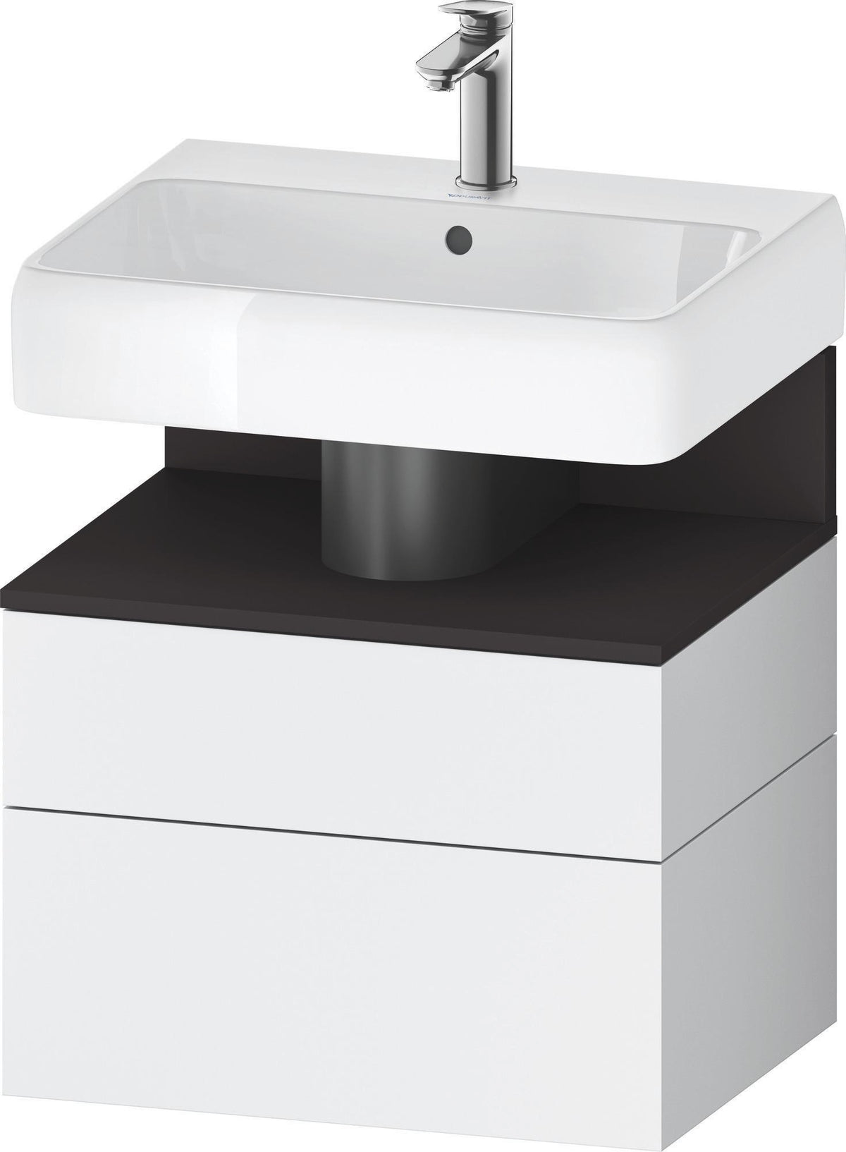 DURAVIT Qatego Waschtischunterbau 590 mm wandhängend, 1 Auszug, weiß Hochglanz, Nische Eiche Schwarz