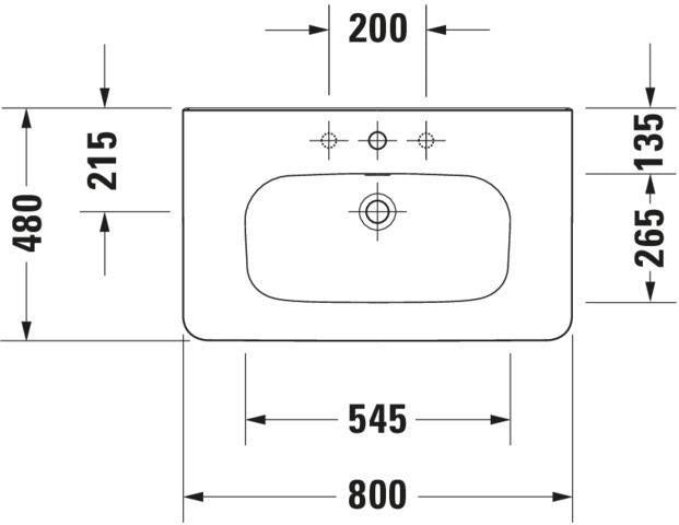 DURAVIT DuraStyle Möbelwaschtisch 800 mm mit WonderGliss, Überlauf und 1 Hahnloch in Weiß
