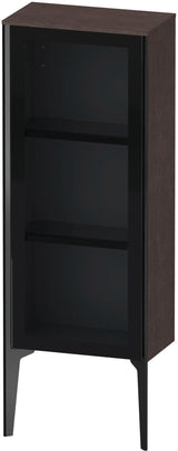 DURAVIT XViu Halbhochschrank mit Glastür 890 mm, rechts, matt Nussbaum – Tip-on & Soft-Close