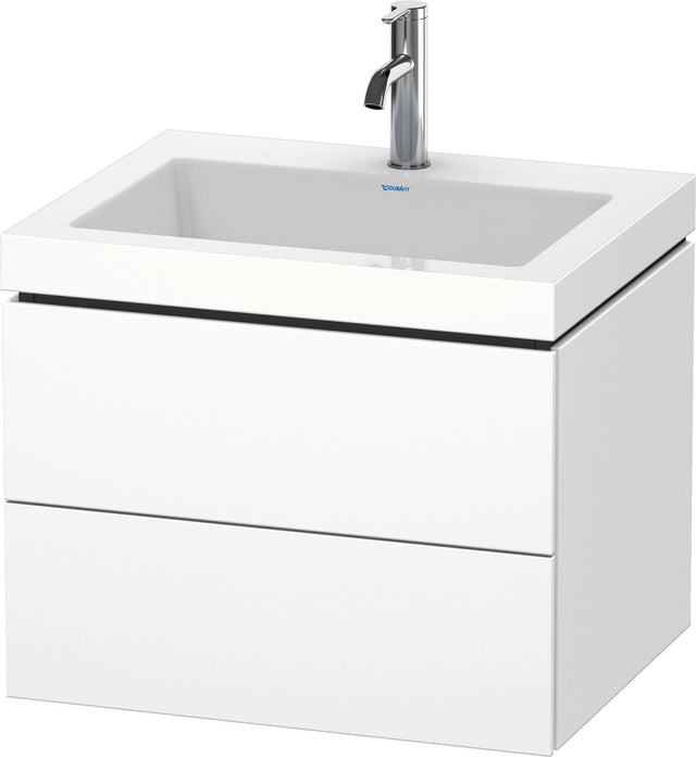 DURAVIT L-Cube c-bonded Waschtischunterschrank 600 mm mit Waschtisch, 2 Schubkästen, Tip-on, Weiß