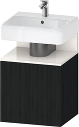 DURAVIT Qatego Waschtischunterbau 490 mm wandhängend, 1 Tür links, Weiß Matt mit Eiche Schwarz Nische