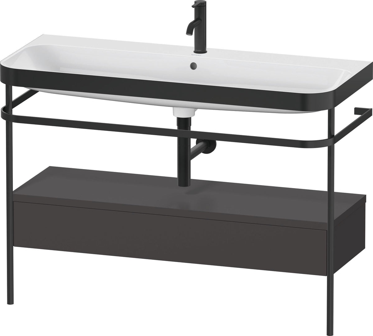 Duravit Happy D.2 c-bonded Waschtischset 1175 mm mit Metallkonsole & Schubkasten in Taupe