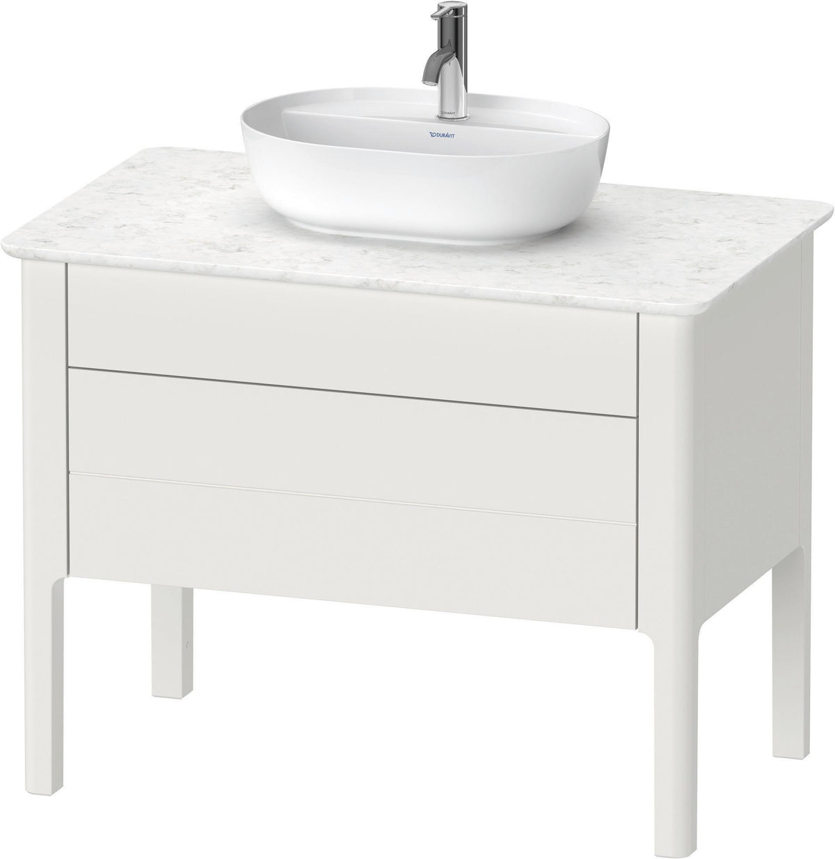 Duravit Luv Waschtischunterbau bodenstehend 938 mm mit Schubkasten und Auszug in Weiß Seidenmatt