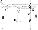 Duravit Aufsatzbecken Architec 500 mm, weiß, geschliffen, ohne Überlauf, mit Hahnlochbank links