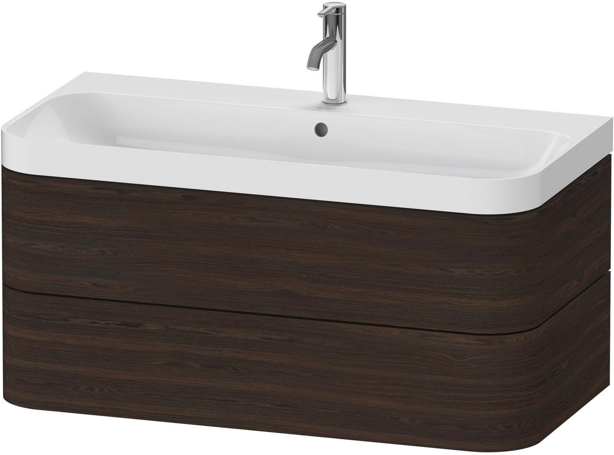 DURAVIT Happy D.2 c-shaped Waschtischset 975 mm wandhängend mit Tip-on und Soft-Close