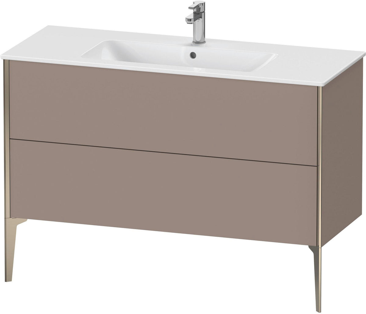 DURAVIT XViu Waschtischunterbau bodenstehend 1210 mm, 2 Auszüge, champagner matt/weiß matt