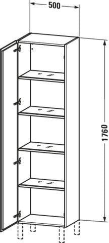 DURAVIT L-Cube Hochschrank 1760 mm, 1 Tür links, weiß hochglanz – wandhängend, Soft-Close