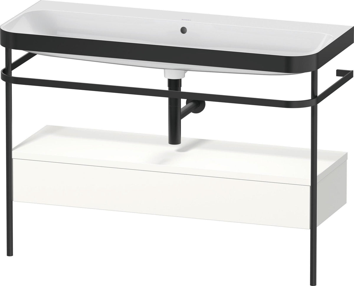 Duravit Happy D.2 c-bonded Waschtischset 1175 mm mit Metallkonsole & Schubkasten in Taupe