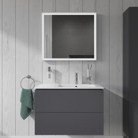 DURAVIT L-Cube Waschtischunterbau 820 mm wandhängend, 2 Schubkästen, Becken rechts, Betongrau Matt