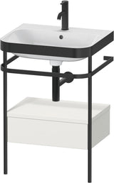 Duravit Happy D.2 Waschtischset mit Metallkonsole, 1 Schubkasten, weiß seidenmatt, 575 mm