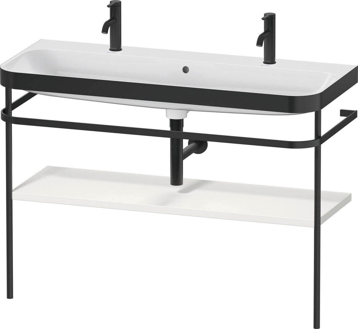 DURAVIT Happy D.2 c-bonded Waschtischset 1175 mm mit Metallkonsole, Taupe seidenmatt