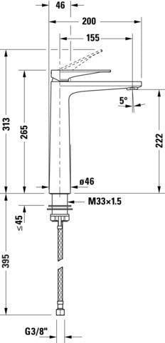 DURAVIT Tulum by Starck Einhebel-Waschtischmischer XL ohne Zugstange, Chrom
