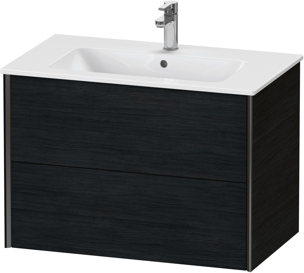 Duravit XViu Waschtischunterbau wandhängend 810 mm, 2 Schubkästen, champagner matt/weiß matt – ohne Griff, mit Tip-On-Technik