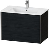 Duravit XViu Waschtischunterbau wandhängend 810 mm, 2 Schubkästen, champagner matt/weiß matt – ohne Griff, mit Tip-On-Technik