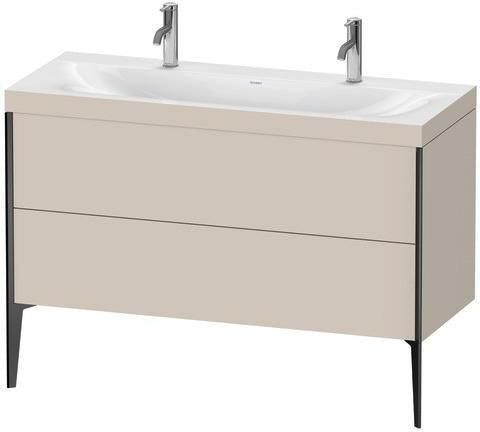 Duravit XViu Möbelwaschtischset 1200 mm Nussbaum Mitte mit Hahnlochbank und Raumsparsiphon