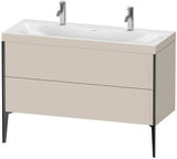 Duravit XViu Möbelwaschtischset 1200 mm Nussbaum Mitte mit Hahnlochbank und Raumsparsiphon