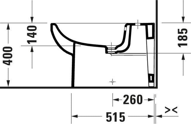 Duravit No.1 Stand-Bidet 650 mm weiß, mit Überlauf und Hahnlochbank