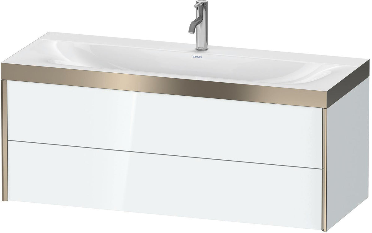 Duravit XViu c-bonded Waschtischunterbauset 1200 mm, 2 Schubkästen, champagner matt/weiß hochglanz