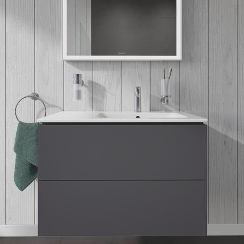 DURAVIT L-Cube Waschtischunterbau 820 mm wandhängend, 2 Schubkästen, Becken rechts, Betongrau Matt