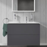 DURAVIT L-Cube Waschtischunterbau 820 mm wandhängend, 2 Schubkästen, Becken rechts, Betongrau Matt