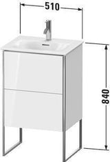 Duravit XSQUARE Waschtischunterbau 840 mm weiß matt – 2 Auszüge mit Tip-On-Technik