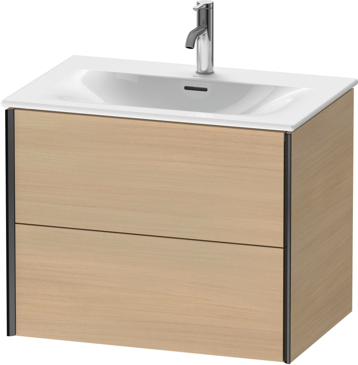 Duravit XViu Waschtischunterbau wandhängend 710 mm, 2 Schubkästen, mediterrane Eiche – ohne Griff