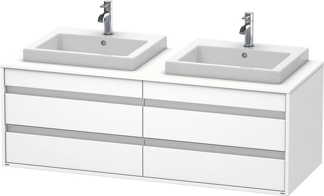 DURAVIT Ketho Waschtischunterbau wandhängend 1400 mm, 4 Schubkästen, weiß matt, 2 Becken