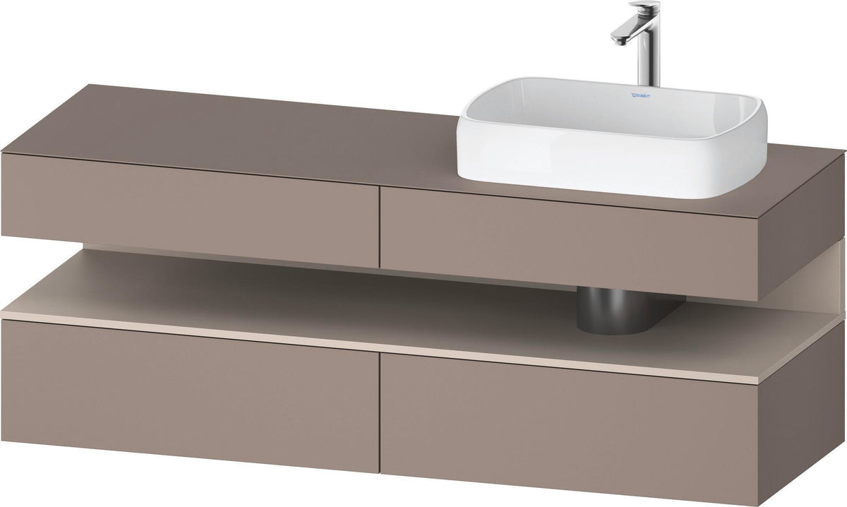 Duravit Qatego Konsolenwaschtischunterbau 1600 mm Weiß Hochglanz mit Eiche Schwarz Nische