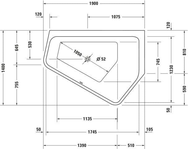 DURAVIT Paiova 5 Eckbadewanne 1900x1400 mm Weiß Rechts – 2-Sitzer mit Überlauf