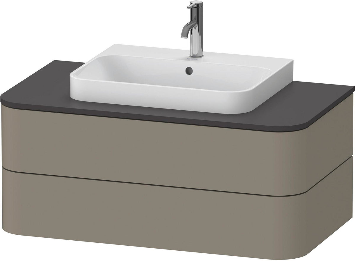 Duravit Happy D.2 Konsolenwaschtischunterbau 1000 mm taupe supermatt mit Tip-On-Technik und LED-Innenbeleuchtung