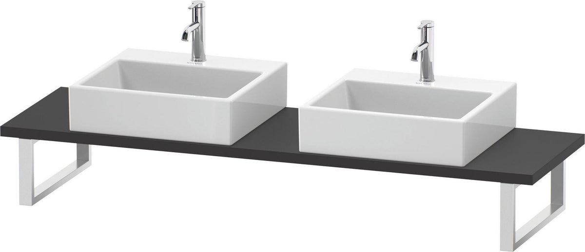 Duravit L-Cube Konsole variabel, 480 mm tief, weiß matt, mit 2 Waschschüssel-Aussparungen