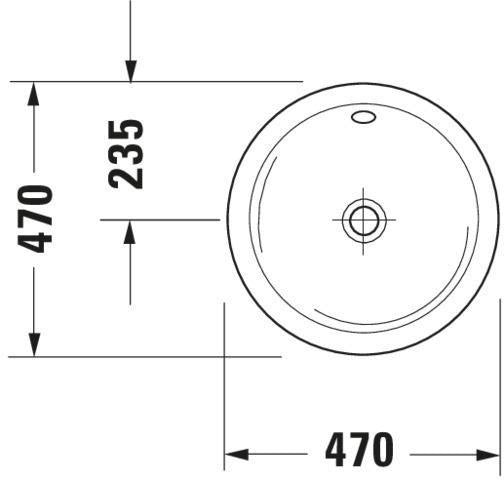 DURAVIT Einbauwaschtisch Architec 470 mm weiß mit Überlauf, ohne Hahnloch