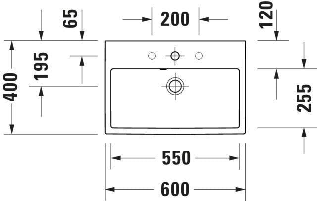 DURAVIT Vero Air Waschtisch 600 mm Weiß mit Hahnlochbank – Wandmontage