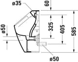 DURAVIT Urinal Soleil by Starck, spülrandlos, weiß, Zulauf hinten, Abgang horizontal