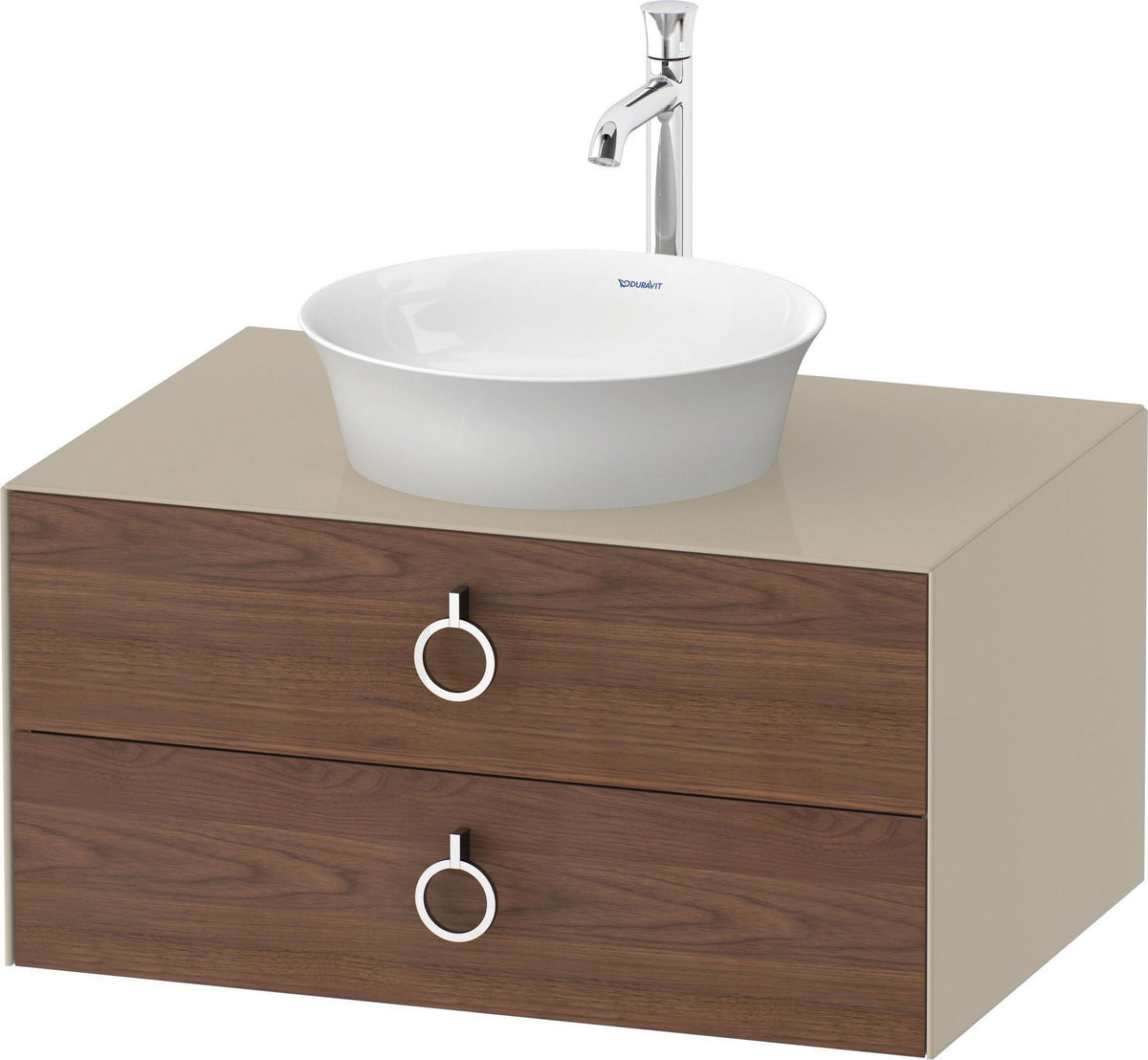 DURAVIT White Tulip Waschtischunterbau 800 mm, wandhängend, 2 Schubkästen, Nussbaum/Taupe Hochglanz