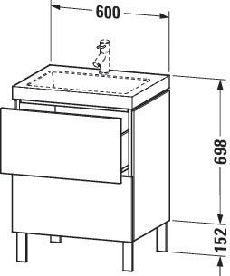 Duravit L-Cube Waschtischset 600x480mm mit Vero Air Möbelwaschtisch, 2 Auszüge, ohne Überlauf, taupe s-matt