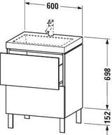 Duravit L-Cube Waschtischset 600x480mm mit Vero Air Möbelwaschtisch, 2 Auszüge, ohne Überlauf, taupe s-matt