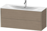 DURAVIT XViu Waschtischunterbau wandhängend 1210 mm, 2 Schubkästen, weiß matt – ohne Griff, mit Tip-On-Technik