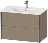 Duravit XViu Waschtischunterbau wandhängend 810 mm, 2 Schubkästen, champagner matt/weiß matt – ohne Griff, mit Tip-On-Technik