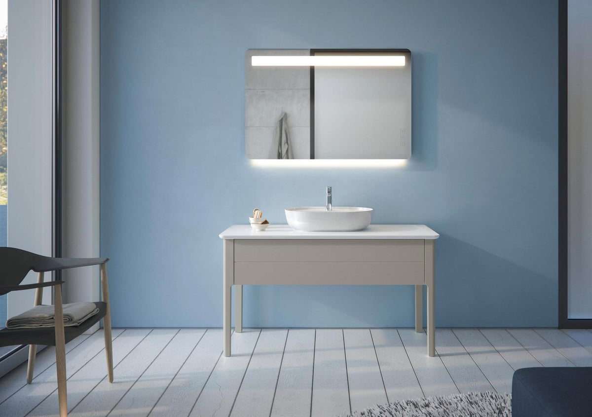 DURAVIT Aufsatzbecken Luv 600 mm weiß mit Hahnlochbank und Halbsäule, ohne Überlauf