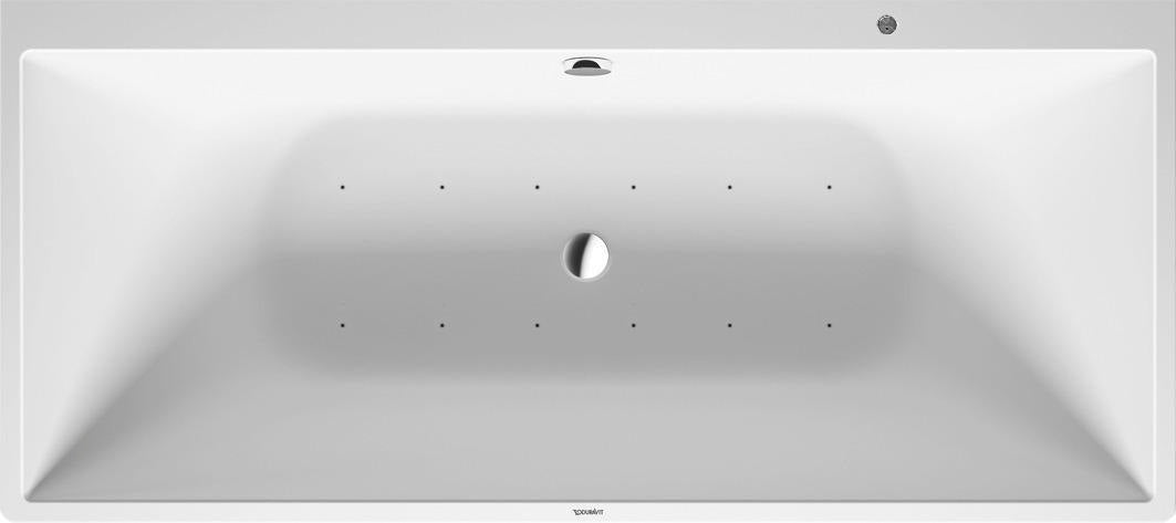 Duravit DuraSquare Whirlwanne 1800x800 mm mit Air-System, 2 Rückenschrägen und Mineralguss in Weiß Matt