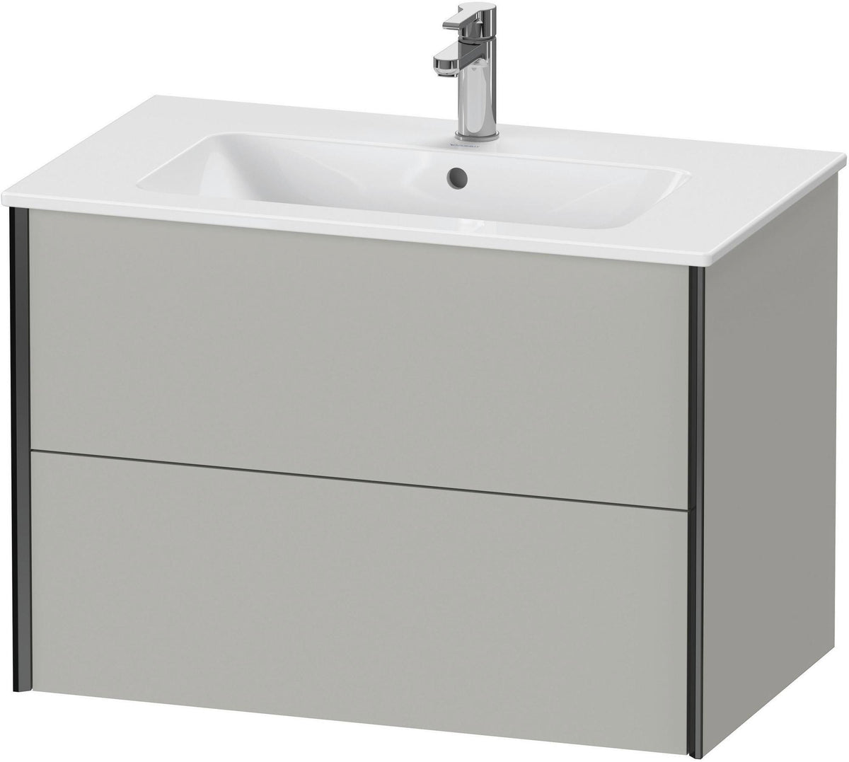 Duravit XViu Waschtischunterbau wandhängend 810 mm, 2 Schubkästen, champagner matt/weiß matt – ohne Griff, mit Tip-On-Technik
