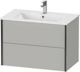 Duravit XViu Waschtischunterbau wandhängend 810 mm, 2 Schubkästen, champagner matt/weiß matt – ohne Griff, mit Tip-On-Technik