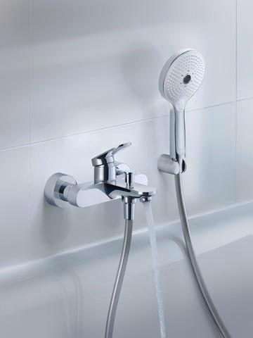 Duravit Wave Einhebel-Wannenmischer Aufputz mit Keramikmischsystem und Umsteller, Chrom