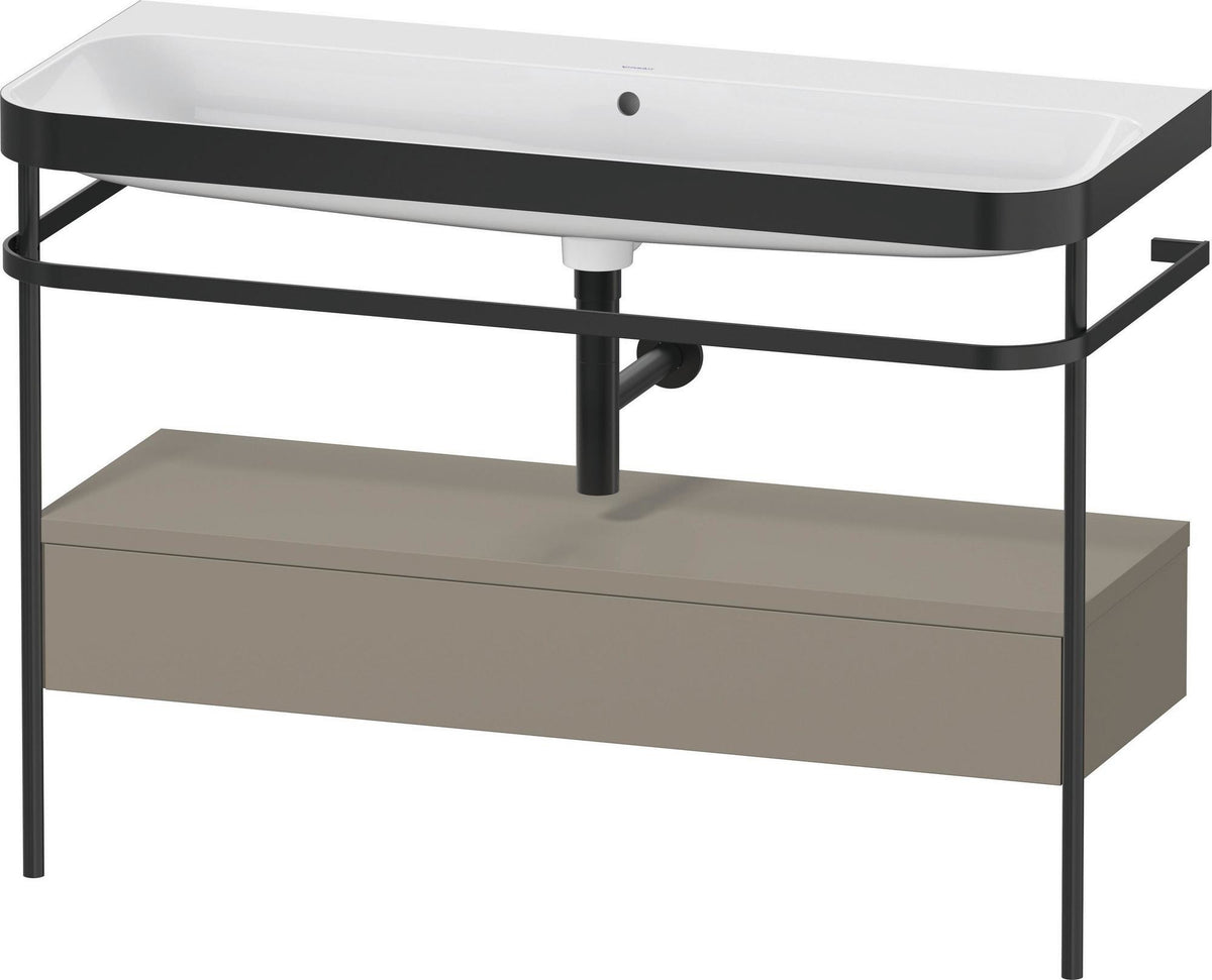 Duravit Happy D.2 c-bonded Waschtischset 1175 mm mit Metallkonsole & Schubkasten in Taupe