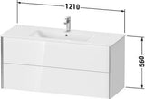 Duravit XViu Waschtischunterbau wandhängend 1210 mm, 2 Schubkästen, champagner matt/weiß matt
