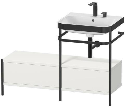 Duravit Waschtischset Happy D.2 Plus 1200x490mm ein Hahnloch taupe supermatt mit Metallkonsole