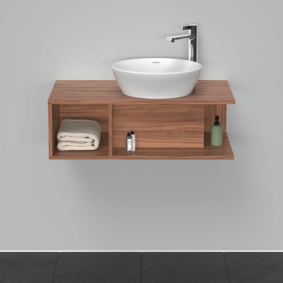 DURAVIT D-Neo Waschtischunterbau wandhängend 800 mm betongrau matt, Becken rechts, 1 offenes Fach